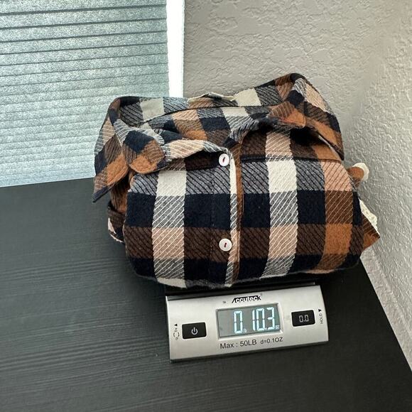 Hayden Brown Plaid Flannel Long Sleeve Lace Trim Button-Up Shirt Size Small - Picture 12 of 12